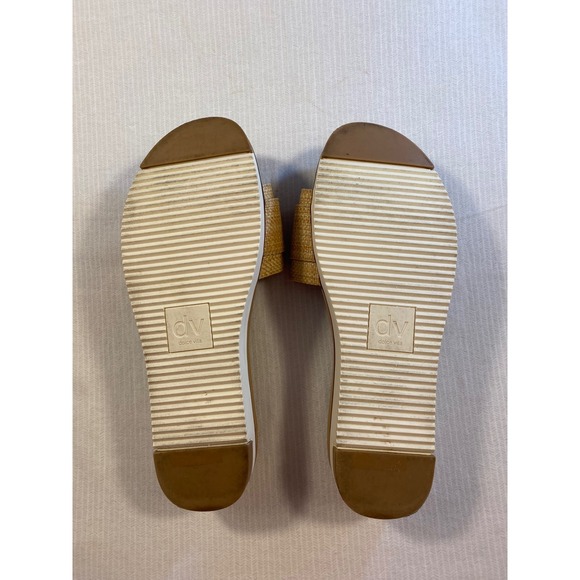 Dolce Vita Raffia Buckle Slide Sandals Neutral Platform Chic 10m - Picture 6 of 6